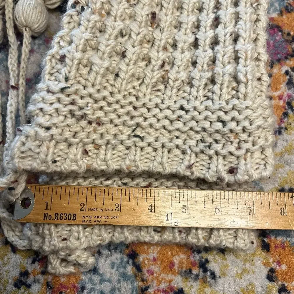 Hearth & Hand Magnolia Beige Colorful Specks Knitted Stocking Tassels Christmas